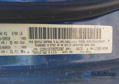 2009 Dodge Ram 1500 Slt/Sport/Trx from USA, damaged, VIN 1D3HV18T59S753587